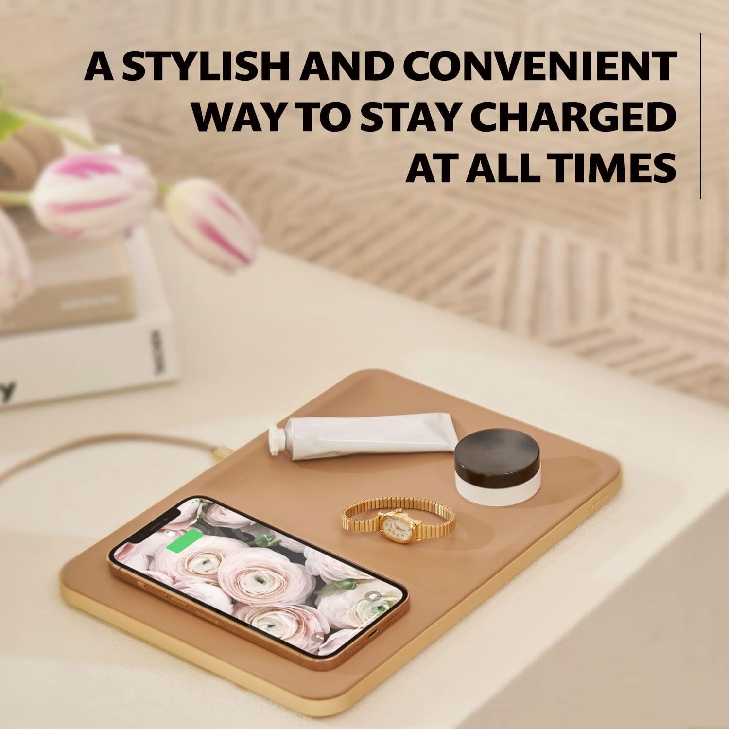 Catch:3 Classics - Italian Leather Wireless Charging Station and Valet Tray (Black) - Compatible with Iphone 16, 15, 14, 13, 12, 11, Galaxy S24, S23, S22, S21, S20, Note, Airpods, Airpods Pro