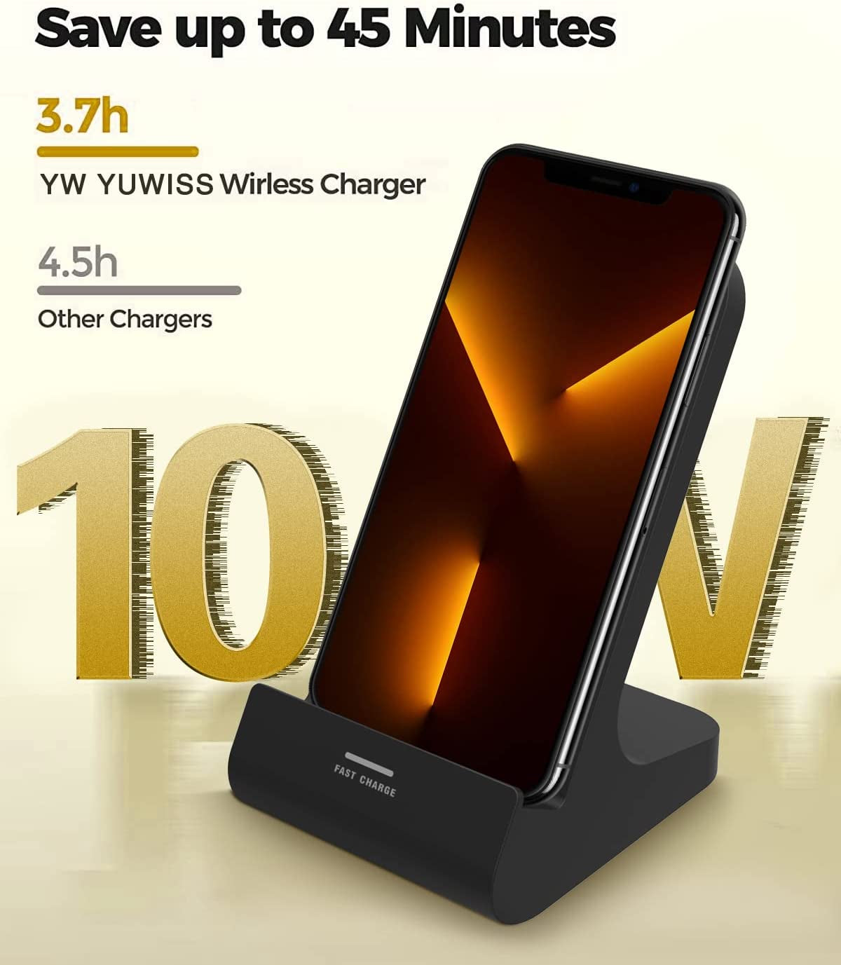 Wireless Charger  Wireless Phone Charger Stand 10W Max Compatible with Apple Iphone 14 13 12/12 Pro Max/ 11Pro/11Pro Max/Xr/Xs Max/Xs/X/8/8Plus, Samsung Galaxy (Black)