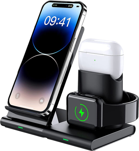 Wireless Charger 3 in 1 Charging Station for Airpods Pro/3/2, Appie Watch 8/7/6/5/4/3, Fast Wireless Charging Stand for Iphone 14 Pro Max/14/13/12/11/Xr/Xs/X/8/8 Plus