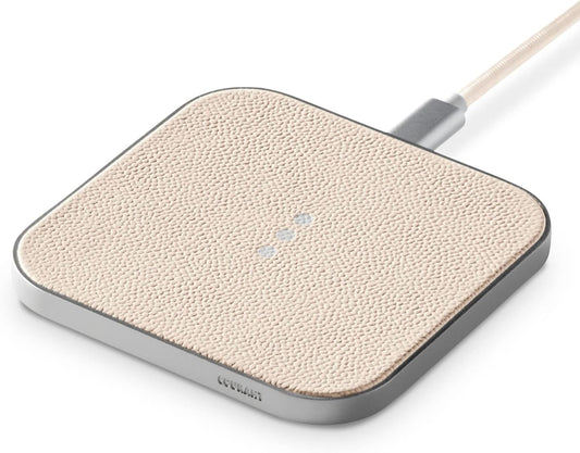 Catch:1 Classics - Italian Leather Wireless Charging Pad - Compatible with Iphone 16, 15, 14, 13, 12, 11, X, Samsung Galaxy S23, S22, S21, S20, Note, Airpods, Airpods Pro (Bone)