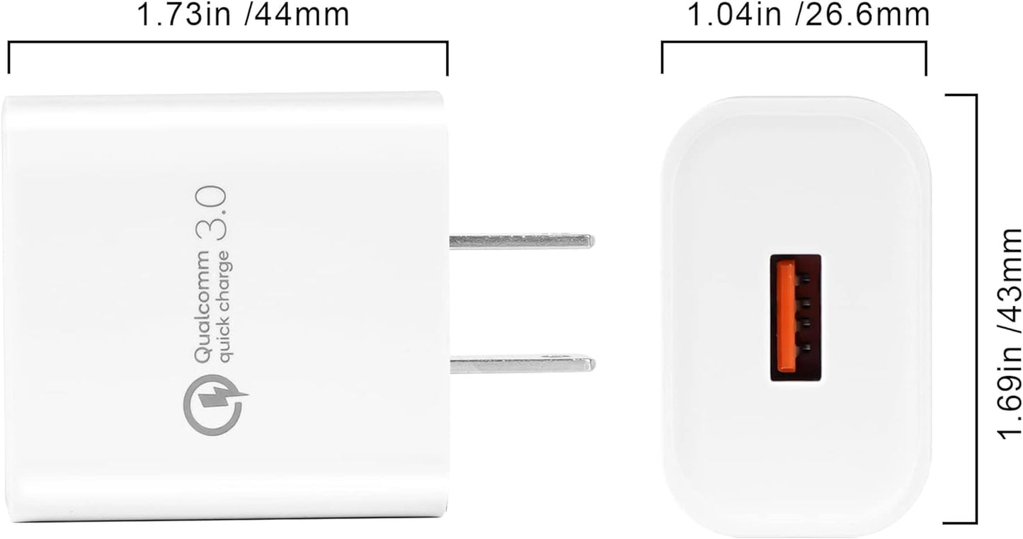 Quick 3.0 Charger AC Adapter Compatible Samsung Galaxy S6 S7/Edge,J7 J3/ J6 J6+,J5 J4 J4+J2 J1/Prime/Pro/J7 Sky Pro,J7V,2018 2017 2016,LG Q6/K7,Nexus 6/5,Motorola Moto G5/G4,5 FT Cord