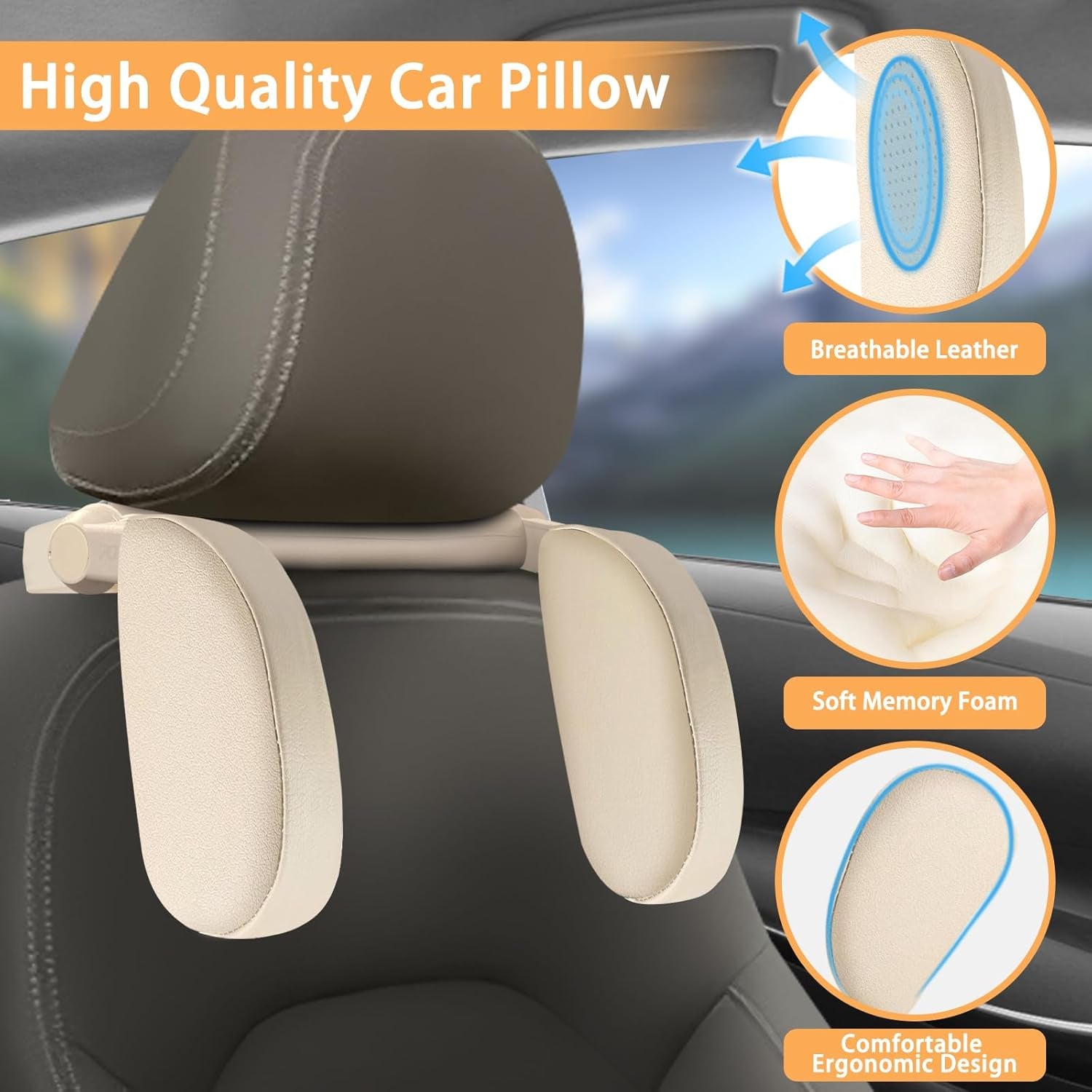 Car Pillow Car Headrest Pillow Car Neck Head Pillow U Shape Travel Headrest Car Travel Pillow Elders Kids Neck Head Support Car Sleeping Cushion Neck Head Rest Car Seat Pillow Road Pal Headrest