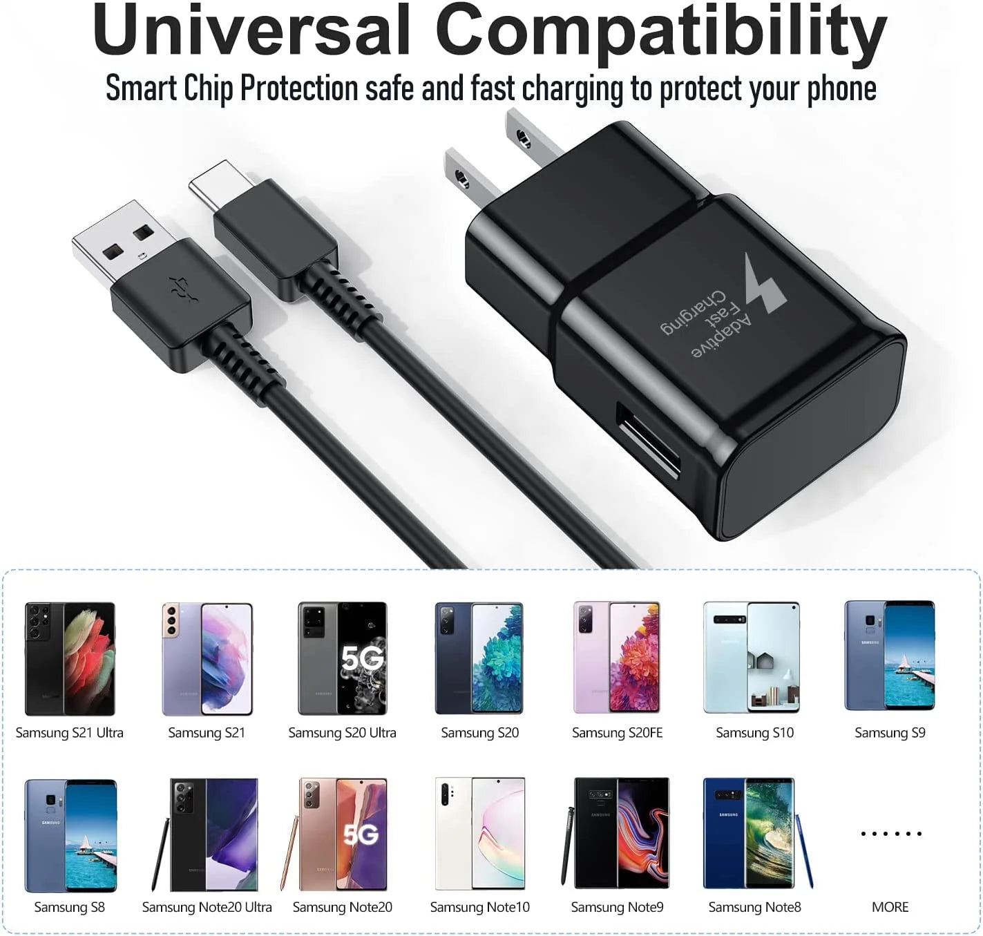 Type C Charger Fast Charging,2Pack Android Phone Adapter Wall Plug Block with 6Ft Cable for Samsung Galaxy S22/S21/S20/S10/S9/S8/Note 20/Note 10/Note 9/Note 8/Z Fold/Z Flip/A Series&Others