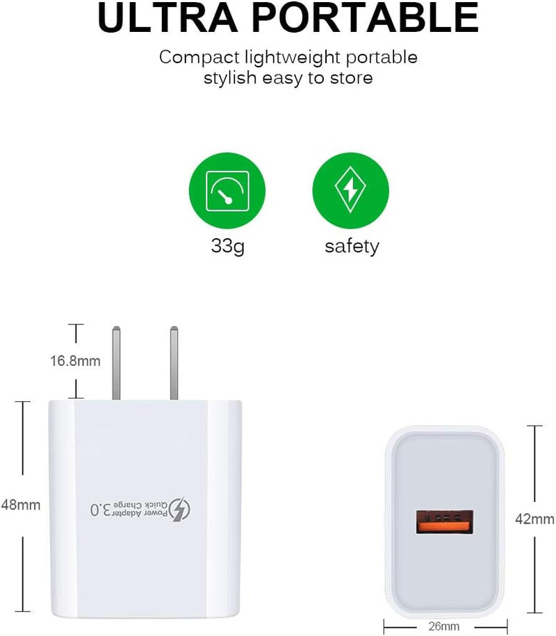 Android Charger, Fast Phone Charger Android Fast Charging Plug Wall Charger Rapid Micro USB Charger Cable Compatible for Samsung Galaxy S7,S6,J8,J7,J3V, LG Stylo 2 3 Plus,Moto G5,G5 Plus,E5 Play E6 E4