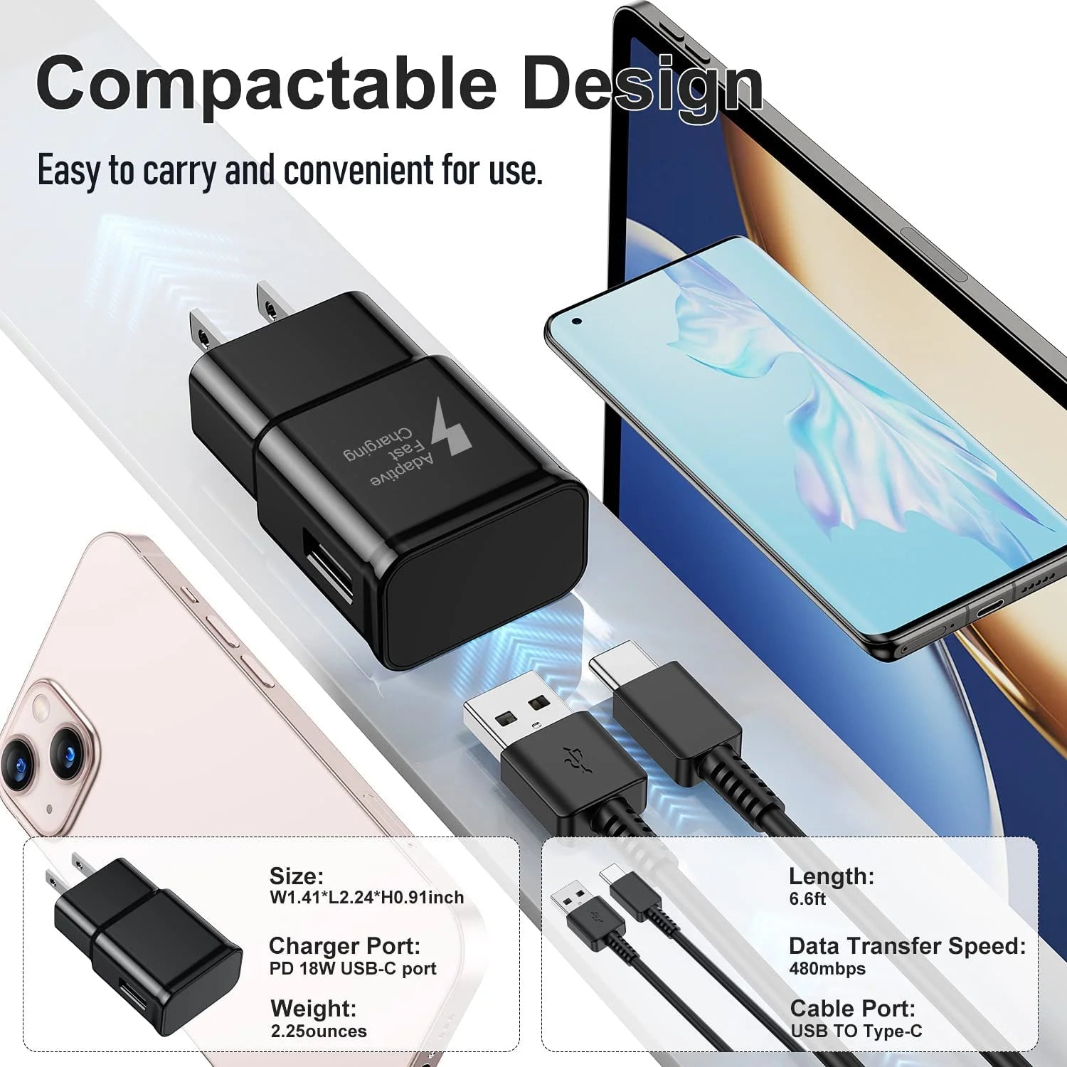 Type C Charger Fast Charging,2Pack Android Phone Adapter Wall Plug Block with 6Ft Cable for Samsung Galaxy S22/S21/S20/S10/S9/S8/Note 20/Note 10/Note 9/Note 8/Z Fold/Z Flip/A Series&Others