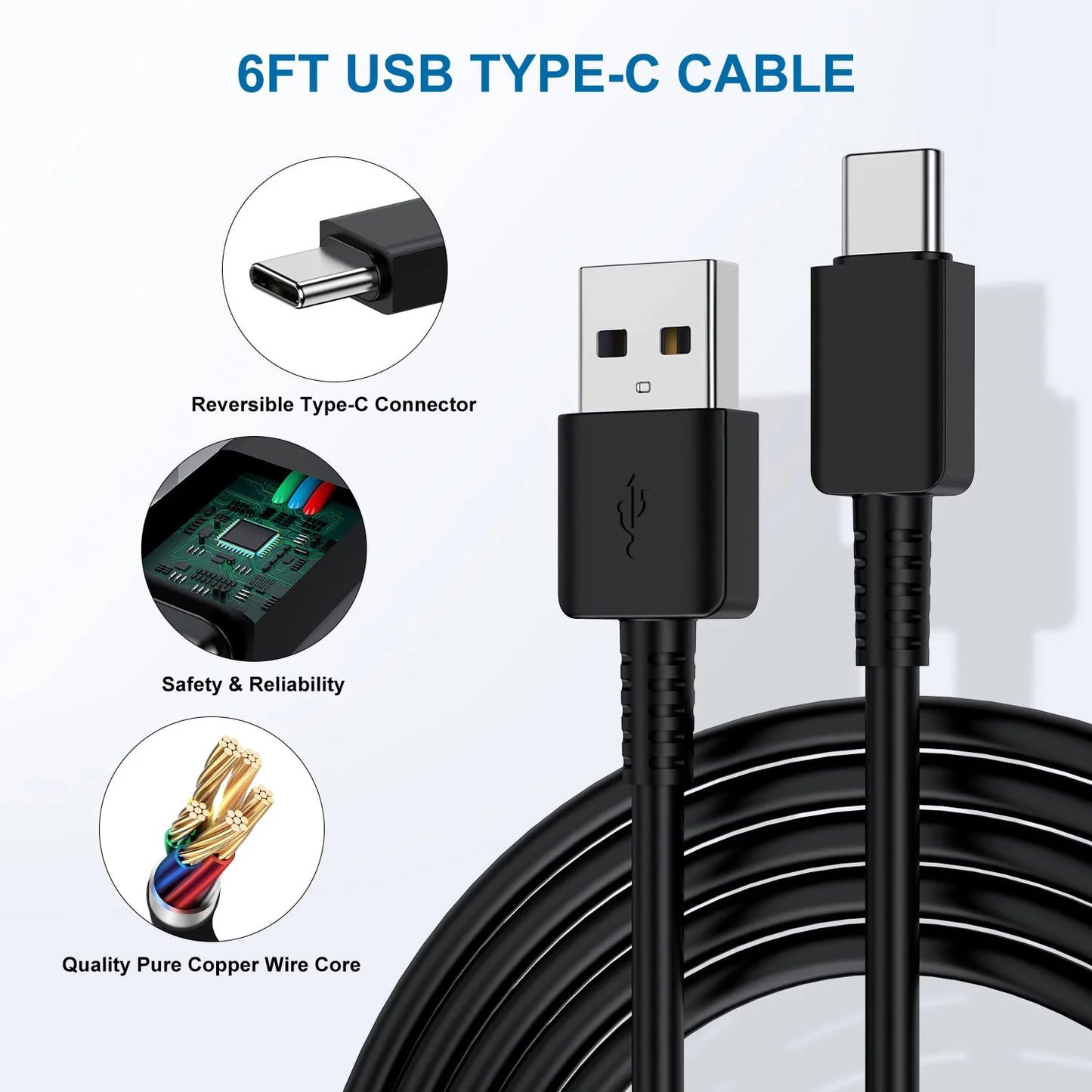 Type C Charger Fast Charging,2Pack Android Phone Adapter Wall Plug Block with 6Ft Cable for Samsung Galaxy S22/S21/S20/S10/S9/S8/Note 20/Note 10/Note 9/Note 8/Z Fold/Z Flip/A Series&Others