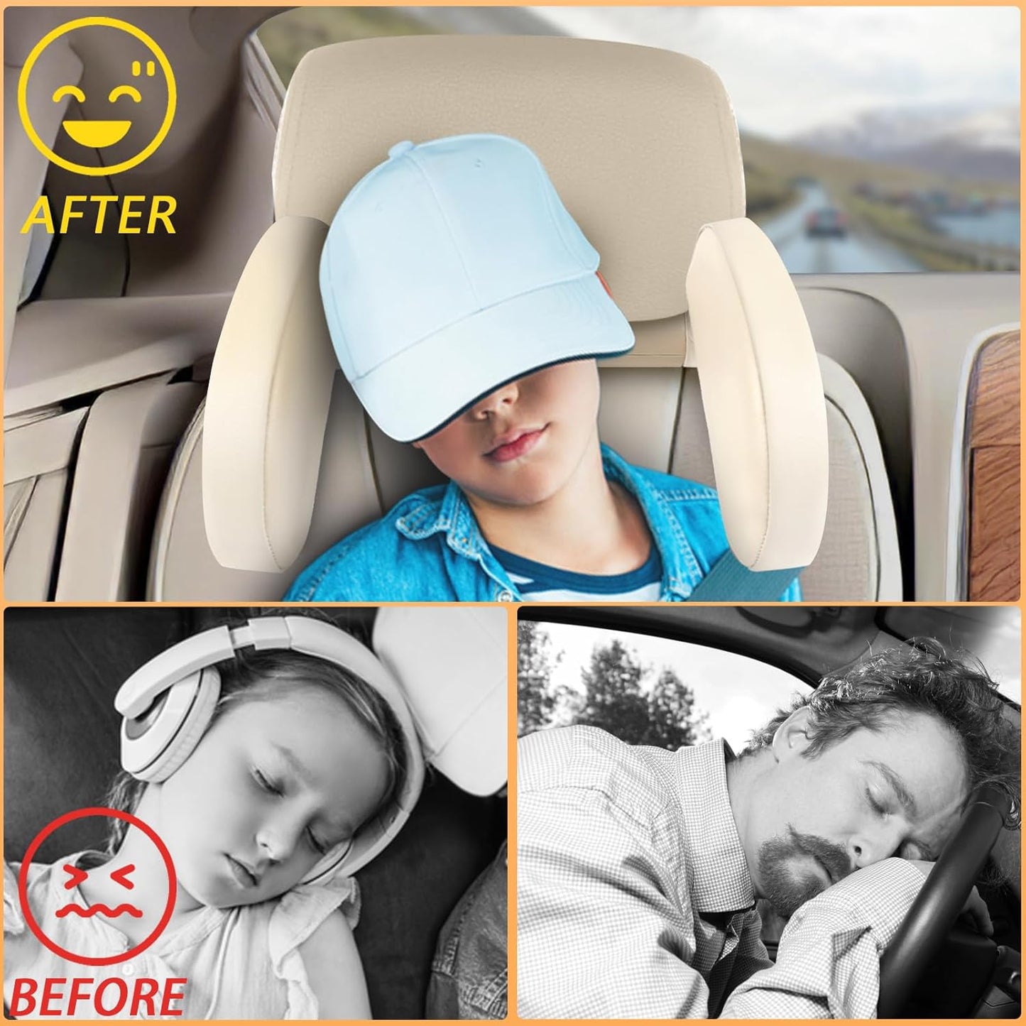 Car Pillow Car Headrest Pillow Car Neck Head Pillow U Shape Travel Headrest Car Travel Pillow Elders Kids Neck Head Support Car Sleeping Cushion Neck Head Rest Car Seat Pillow Road Pal Headrest