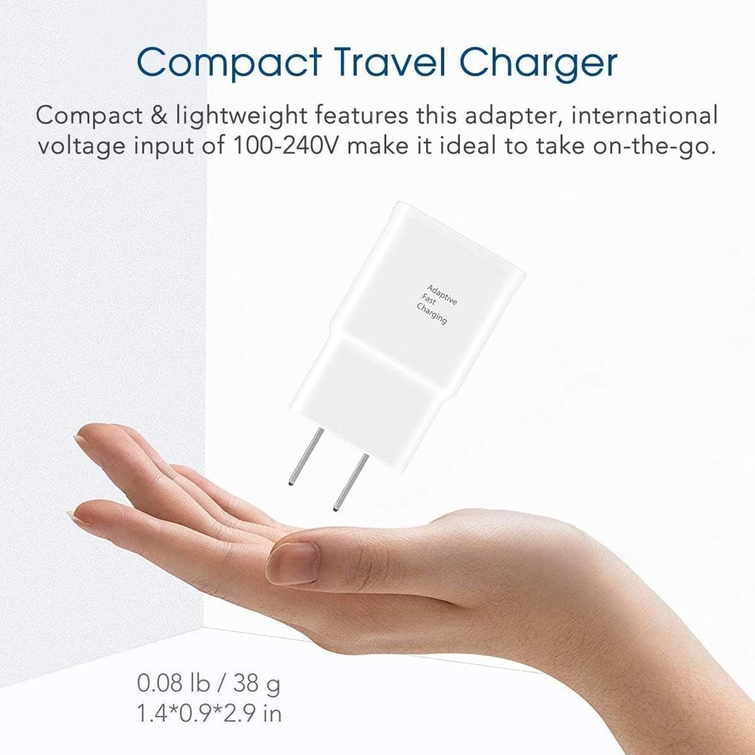 Adaptive Fast Charging USB Wall Charger Adapter for Samsung Galaxy S24 S23 S22 S21S10 S6 S7 S8 S9 / Edge/Plus/Active, Note 5 8, 9, Note 10, LG Quick Charge, Android Phone Travel Plug -2 Pack(White)